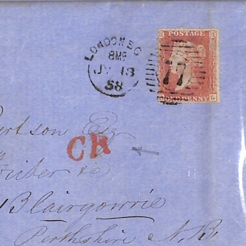 GB CALEDONIAN RAILWAY QV 1d Cover *RED* TPO London 77 Duplex 1858 Scotland WT165 - Image 11