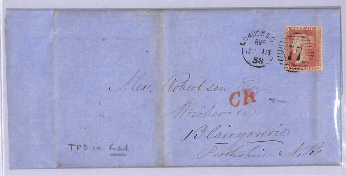 GB CALEDONIAN RAILWAY QV 1d Cover *RED* TPO London 77 Duplex 1858 Scotland WT165 - Image 3