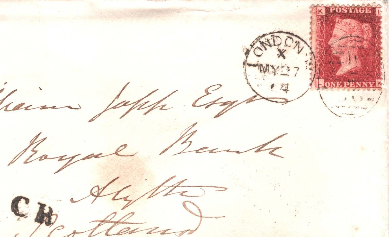 GB CALEDONIAN RAILWAY Scotland Cover *CR* TPO SCARCE TYPE 1864 1d Contents XG275