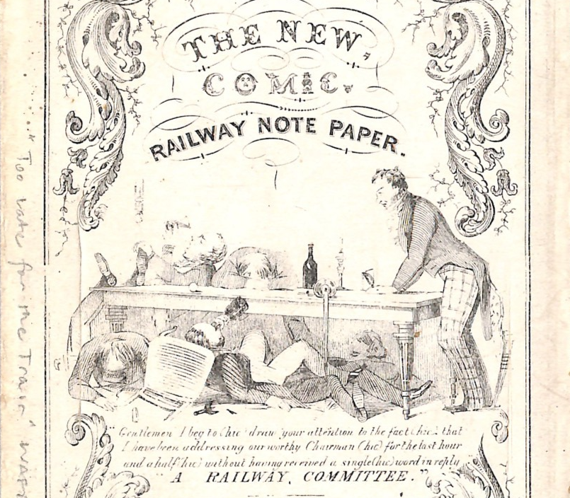 GB CARICATURE QV Envelope *RAILWAY NOTE PAPER* Comic BOOM Wafer Seal 1840s WR77 - Image 3