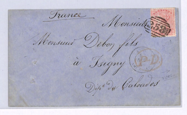 GB CROSS-CHANNEL QV 4d Rose Cover 1859 FRENCH CONSULATE Dover EAGLE Cachet XG61 - Image 4