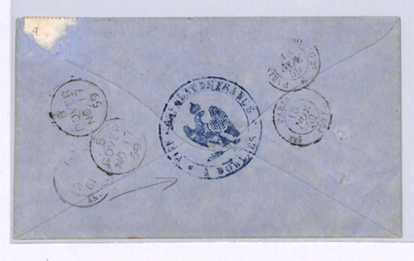 GB CROSS-CHANNEL QV 4d Rose Cover 1859 FRENCH CONSULATE Dover EAGLE Cachet XG61 - Image 5
