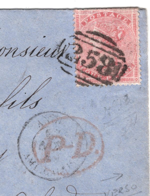 GB CROSS-CHANNEL QV 4d Rose Cover 1859 FRENCH CONSULATE Dover EAGLE Cachet XG61 - Image 8