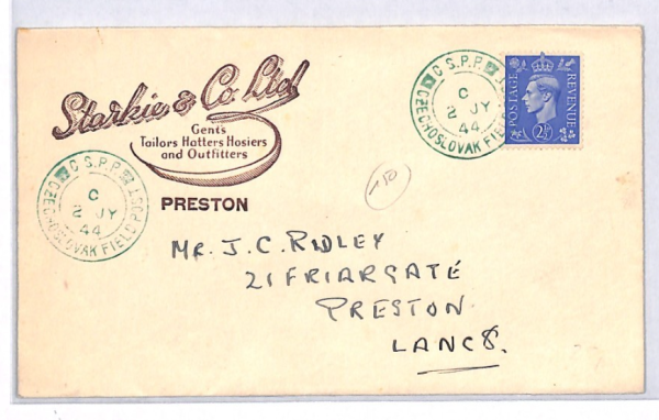 GB CZECHOSLOVAKIA FORCES WW2 Cover Green CDS Lancs Preston 1944{samwells}YK351 - Image 3