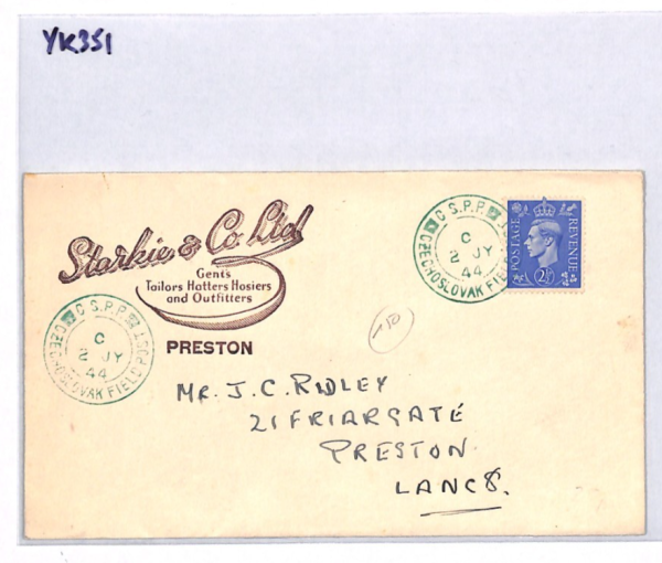 GB CZECHOSLOVAKIA FORCES WW2 Cover Green CDS Lancs Preston 1944{samwells}YK351 - Image 5