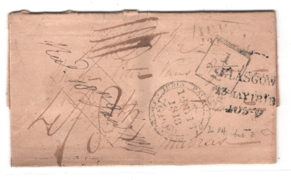 GB Cover *INDIA PACKET LETTER* LONDON SHIP 1818 Madras EL Scotland ADD HALF KA6 - Image 3