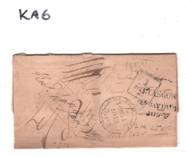 GB Cover *INDIA PACKET LETTER* LONDON SHIP 1818 Madras EL Scotland ADD HALF KA6 - Image 6