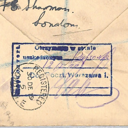 GB Cover London Registered POLAND Warsaw Damaged Explanatory 1919 WX174 - Image 5