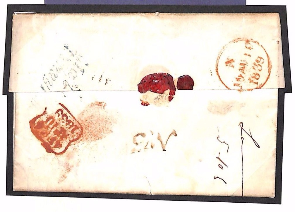 GB EARLY RAILWAY MAIL 1839 London *N* CODE CDS Arrival PENNY POST Letter MS3446 - Image 3