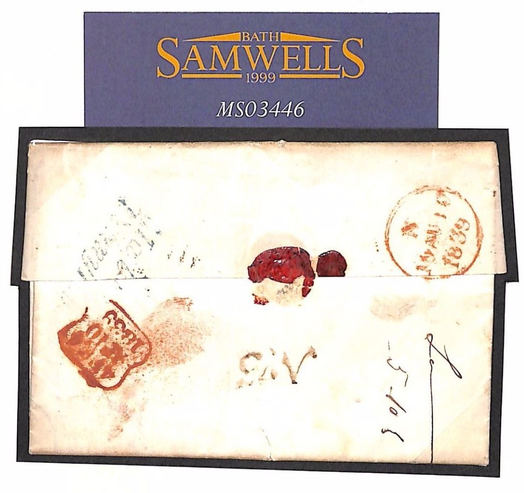 GB EARLY RAILWAY MAIL 1839 London *N* CODE CDS Arrival PENNY POST Letter MS3446