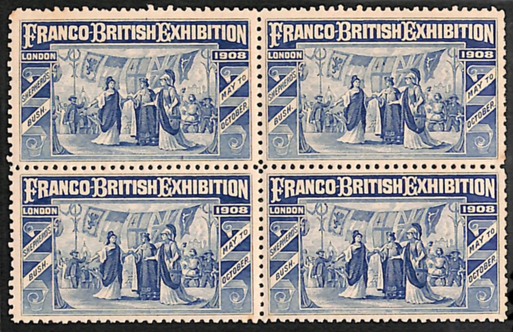 GB FRANCO-BRITISH EXHIBITION 1908 London Stamps Block{4} Mint MM VS74 ...