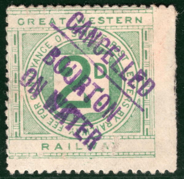 GB Glos GWR Railway Letter Stamp 2d Super *BOURTON ON WATER* STATION h/s SBW180