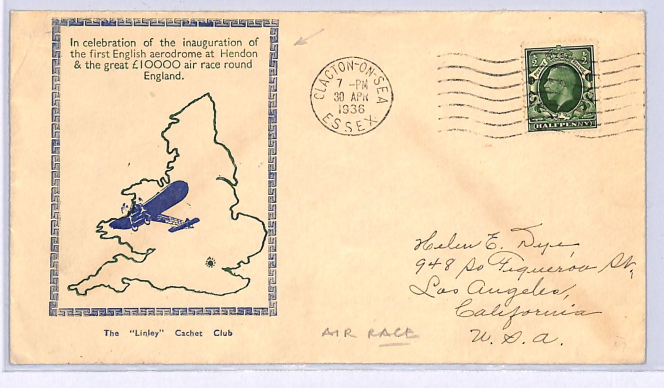 GB HENDON AIR RACE £10k Price Cover Clacton Essex 1936 (USA Los Angeles) UG24 - Image 4