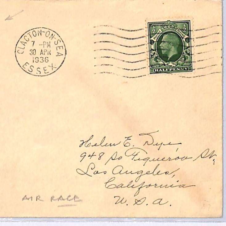 GB HENDON AIR RACE £10k Price Cover Clacton Essex 1936 (USA Los Angeles) UG24 - Image 6