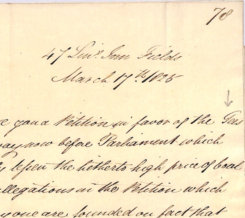 GB HISTORIC RAILWAY LETTER Early *TEES & WEARDALE RAILWAY* 1825 Solicitor WR80