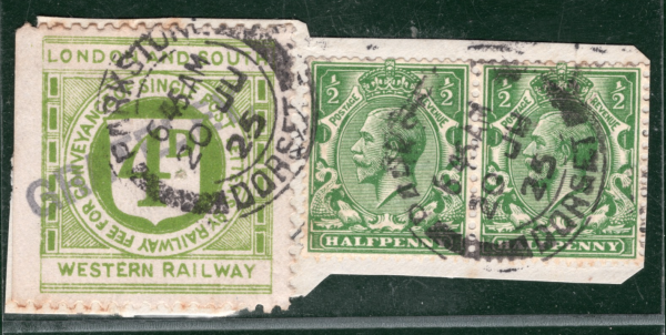 GB Hants 4d LSWR RAILWAY Letter Stamp *GRATELEY* STATION 1925 Piece LIME79 - Image 3