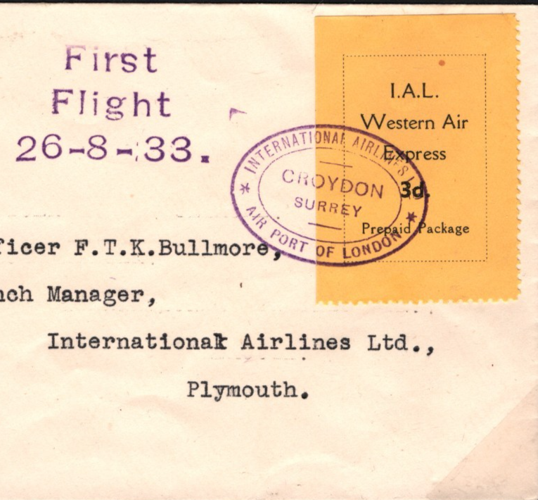 GB IAL WESTERN AIR EXPRESS Air Mail Cover 1933 PILOT SIGNED FIRST FLIGHT Y56a - Image 3