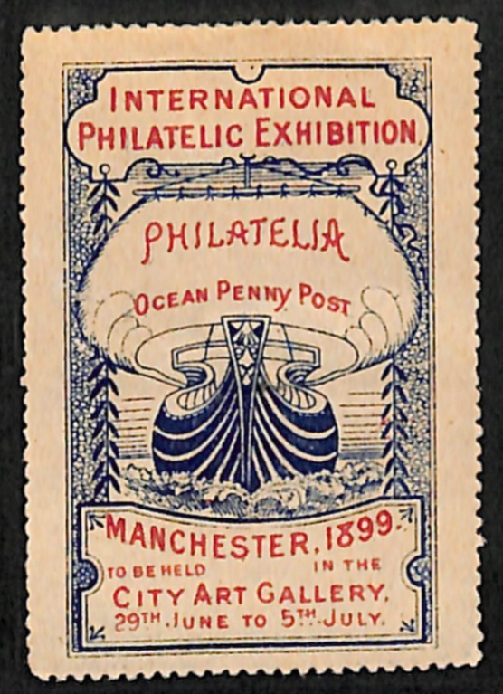 GB INTERNATIONAL PHILATELIC EXHIBITION *1899* Manchester QV Stamp SHIP SAIL VS72