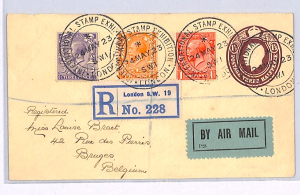 GB INTERNATIONAL STAMP EXHIBITION 1923 Air Mail Cover Belgium Bruges XG63 - Image 5