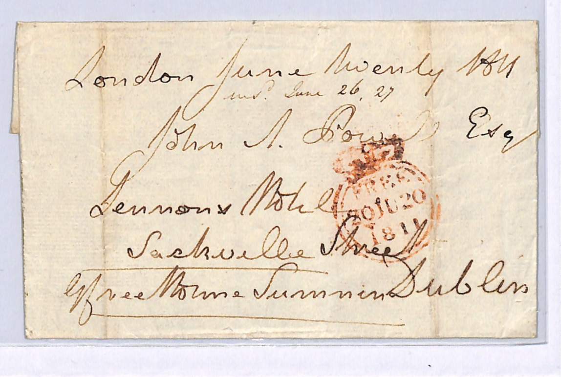 GB IRELAND London FREE Cover Dublin *MERMAID* Dated 1811 Irish Postmark WN130 - Image 7