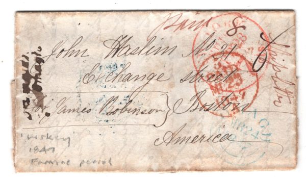 GB IRELAND TRANSATLANTIC Ship Letter 1847 LISKEY Donegal IRISH FAMINE Cover XG85 - Image 3