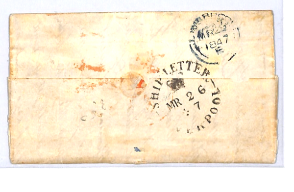 GB IRELAND TRANSATLANTIC Ship Letter 1847 LISKEY Donegal IRISH FAMINE Cover XG85 - Image 4