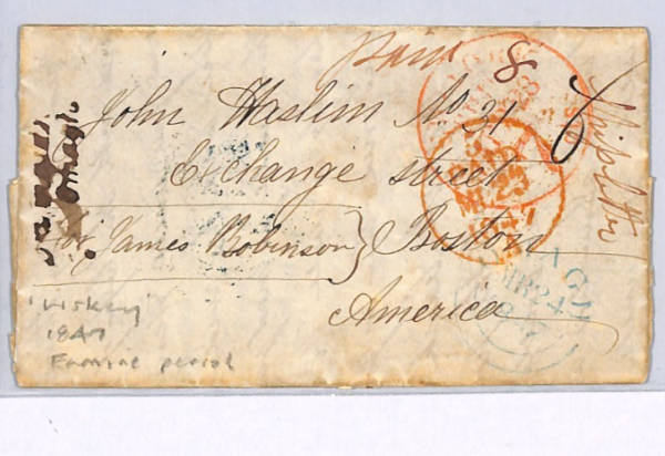 GB IRELAND TRANSATLANTIC Ship Letter 1847 LISKEY Donegal IRISH FAMINE Cover XG85 - Image 9