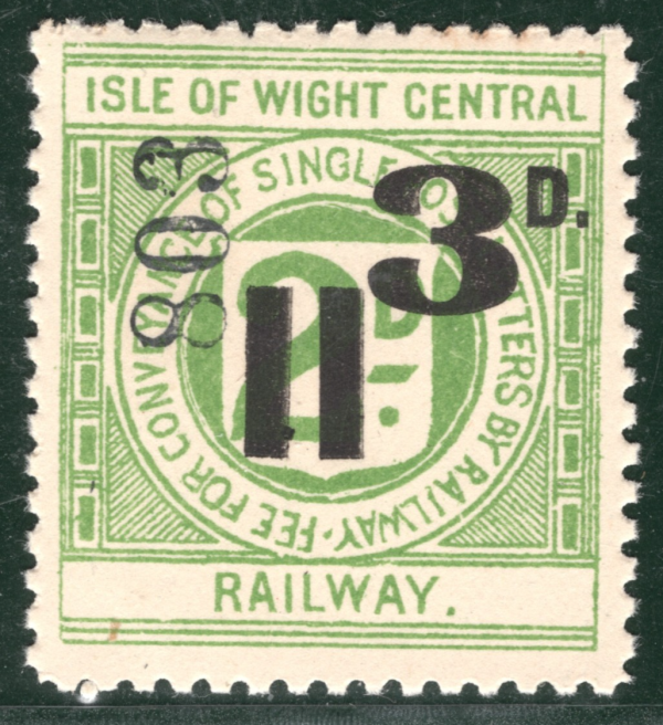 GB ISLE OF WIGHT CENTRAL RAILWAY Letter Stamp 3d IoWCR Mint MNH LIME101