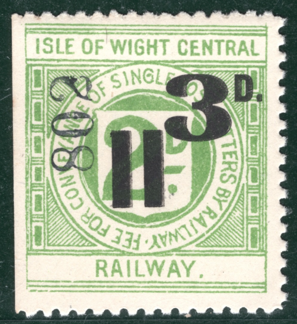 GB ISLE OF WIGHT CENTRAL RAILWAY Letter Stamp 3d Surcharge IOWCR Mint MNH BROWN2