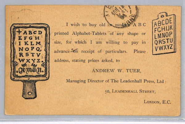 GB Illustrated Advert Card ALPHABET TABLETS 1894 London France Paris XG149 - Image 3