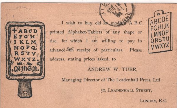 GB Illustrated Advert Card ALPHABET TABLETS 1894 London France Paris XG149
