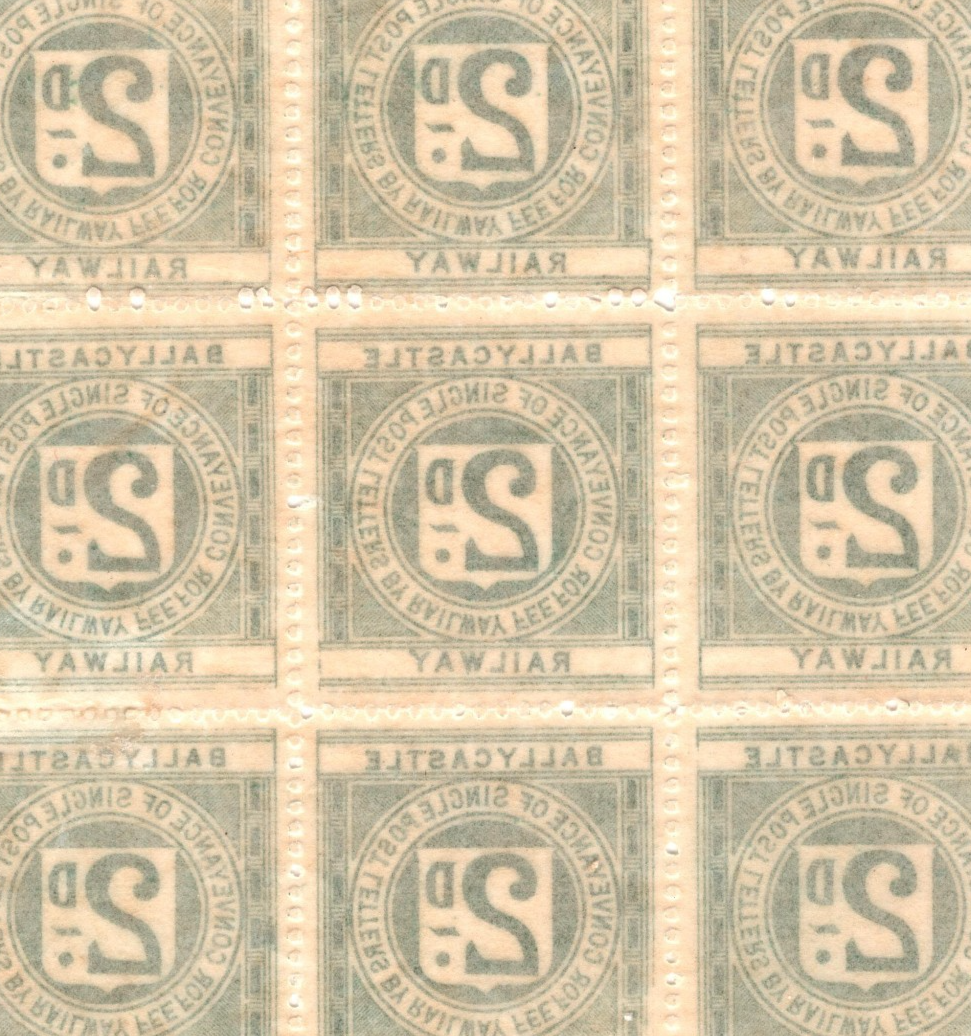 GB Ireland BALLYCASTLE RAILWAY Letter Stamp 2d Green (Die III) *SHEET* Mint RS50 - Image 5