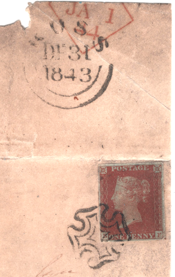 GB Ireland IRISH MALTESE CROSS *Ross* MX 1843 Penny Red 1d Piece {samwells}XG117 - Image 7
