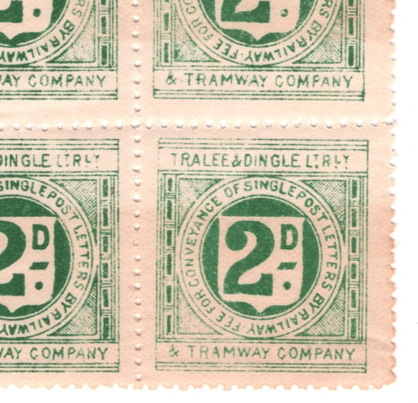 GB Ireland *TRALEE & DINGLE LIGHT RAILWAY* QV Letter Stamp 2d Block{4} Mint RS52 - Image 6