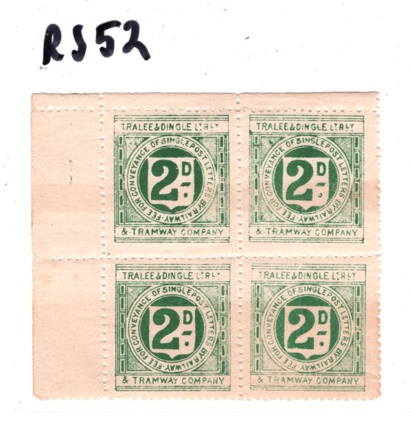 GB Ireland *TRALEE & DINGLE LIGHT RAILWAY* QV Letter Stamp 2d Block{4} Mint RS52 - Image 10