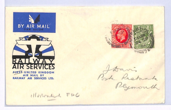 GB KGV 1934 FDC 1d Photogravure *ILLUSTRATED* First Day Cover RAS AVIATION XF138 - Image 3