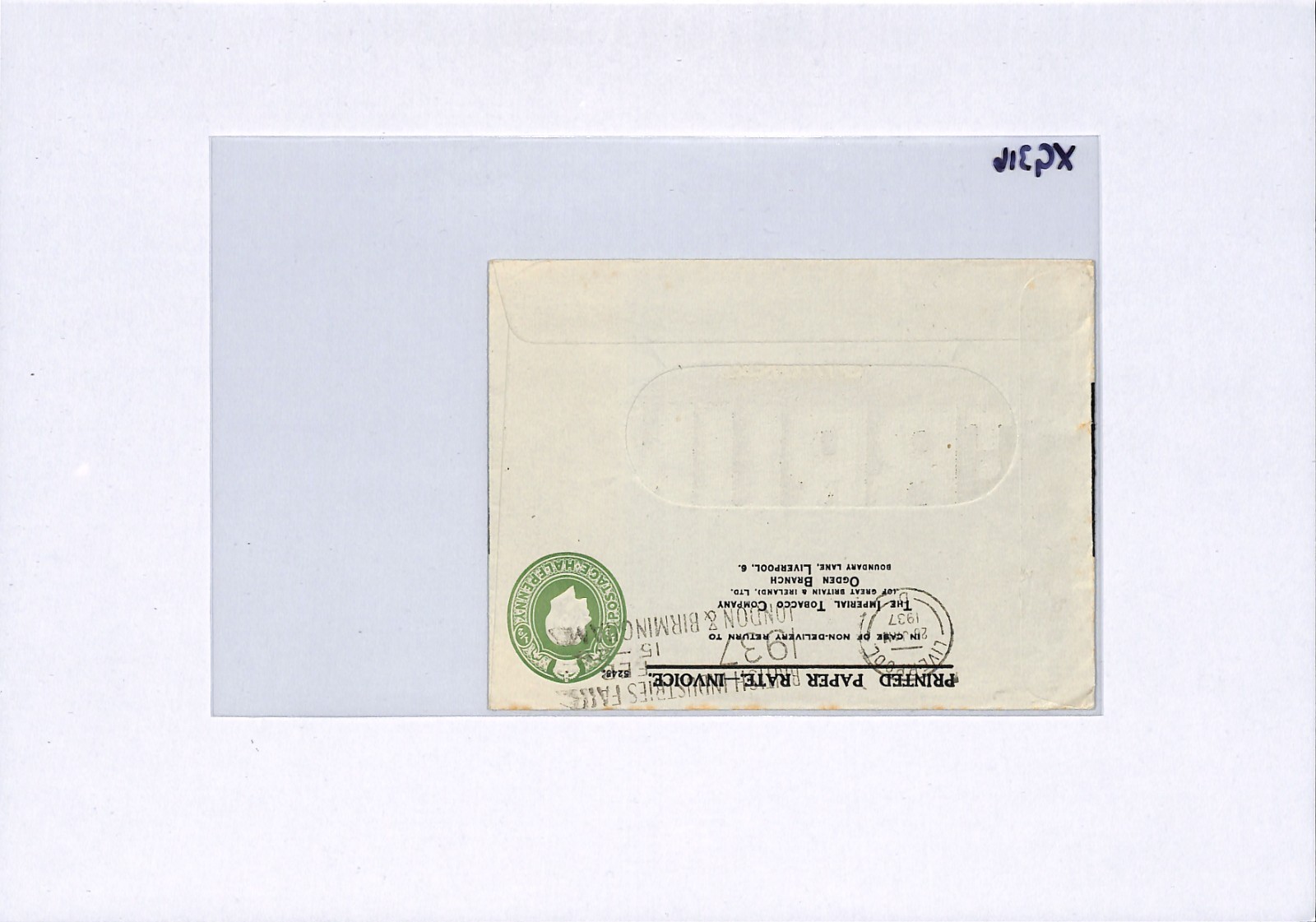 GB KGV ADVERT Postal Stationery *ST. BRUNO* TOBACCO ½d Cover 1937 Window E XG316 - Image 13