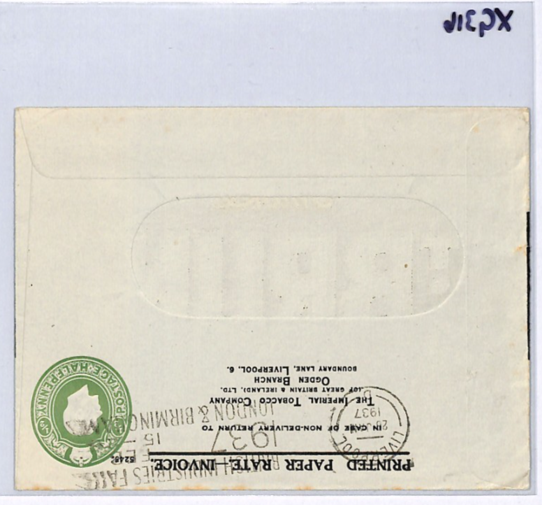 GB KGV ADVERT Postal Stationery *ST. BRUNO* TOBACCO ½d Cover 1937 Window E XG316 - Image 9