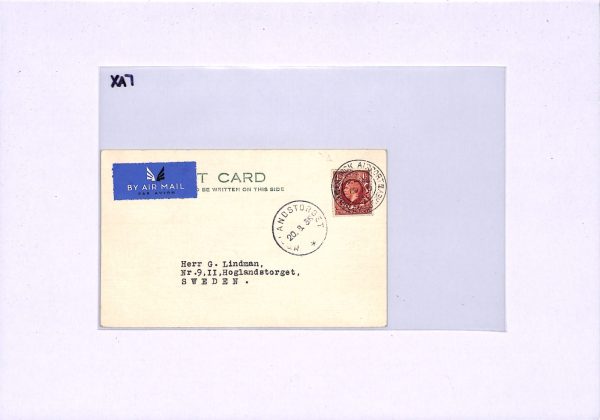 GB KGV Air Mail Postcard *GATWICK AIRPORT* 1938 HORLEY SURREY CDS Sweden XA7 - Image 8