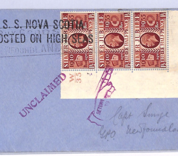GB KGV Cover SILVER JUBILEE *Control/Cylinder Strip*USED SHIP/NEWFOUNDLAND XF201 - Image 5