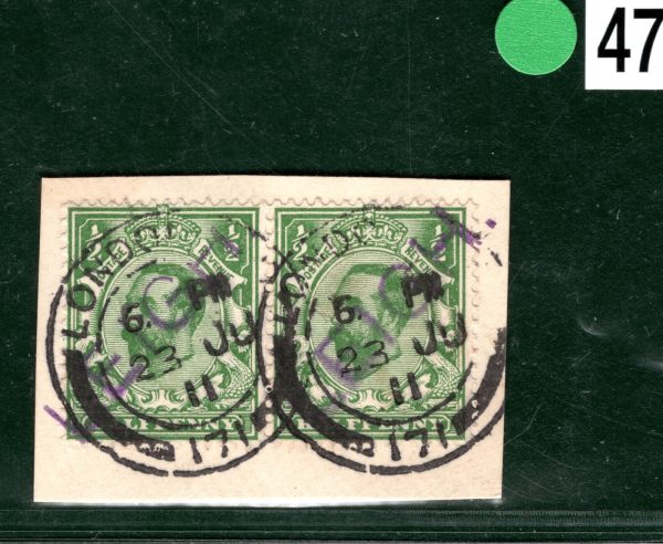 GB KGV Downey ½d Pair Violet *LEIGH* RAILWAY STATION Piece 1911 CDS GR2WHITE47 - Image 4