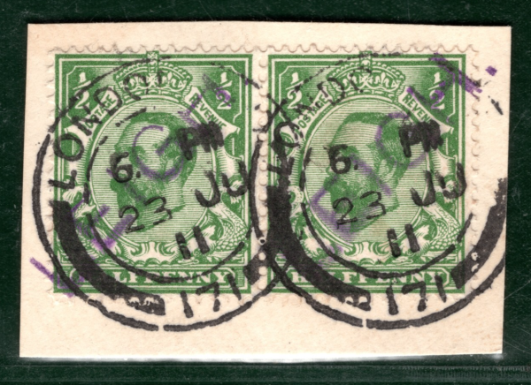 GB KGV Downey ½d Pair Violet *LEIGH* RAILWAY STATION Piece 1911 CDS GR2WHITE47 - Image 8