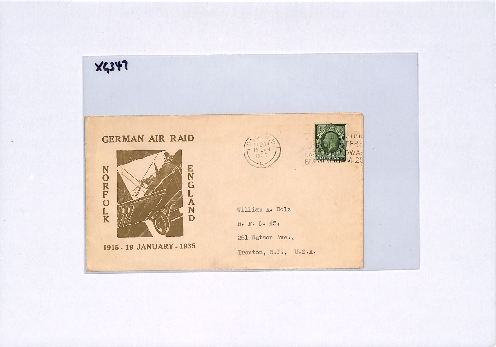 GB KGV *German Air Raid* Anniversary Cover 1935 Norfolk {samwells-covers}XG347 - Image 12