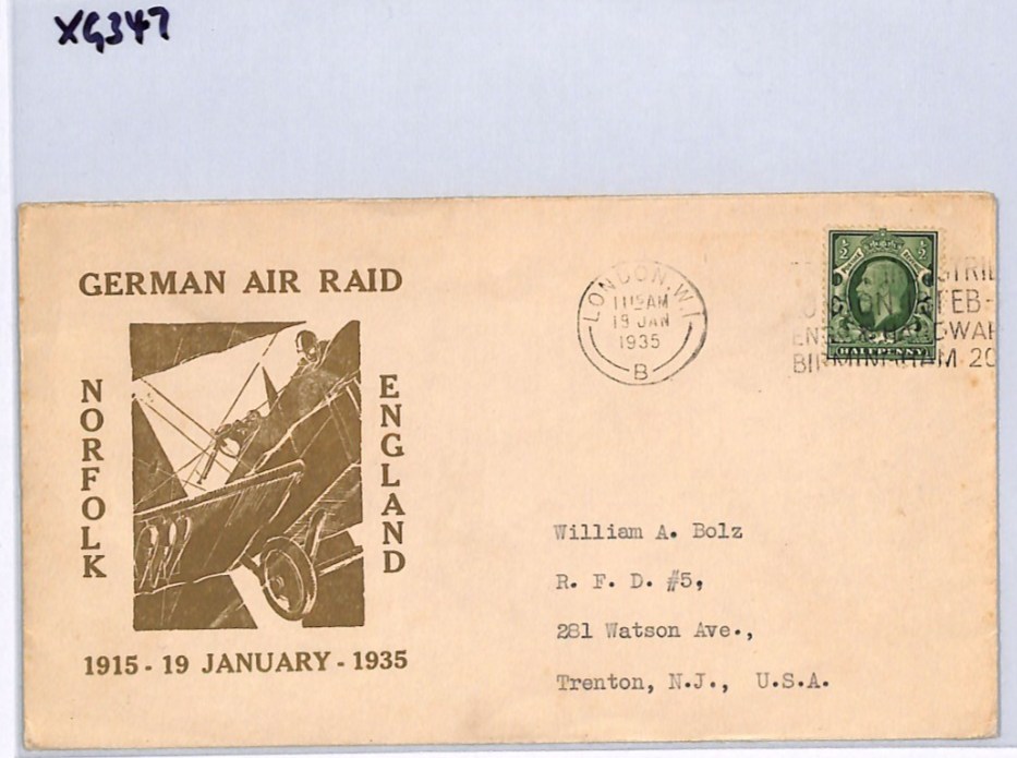 GB KGV *German Air Raid* Anniversary Cover 1935 Norfolk {samwells-covers}XG347 - Image 8