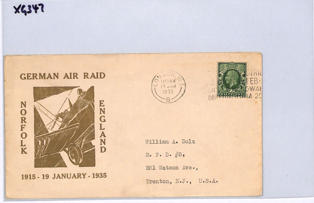 GB KGV *German Air Raid* Anniversary Cover 1935 Norfolk {samwells-covers}XG347 - Image 10