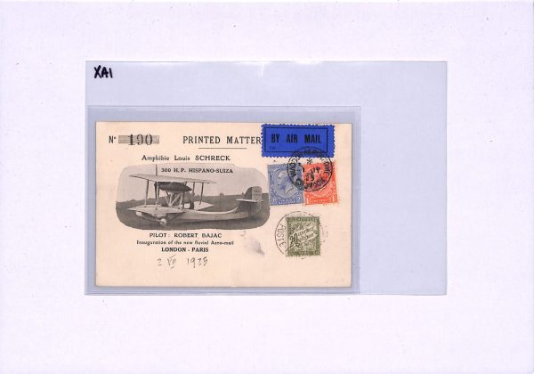 GB KGV ILLUSTRATED Air Mail Card 1925 FIRST FLIGHT France Due BAJAC AVIATION XA1 - Image 7