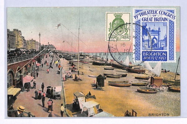GB KGV Postcard PHILATELIC CONGRESS Brighton 1929 *PUC* VIEW-SIDE Franking XF209 - Image 3