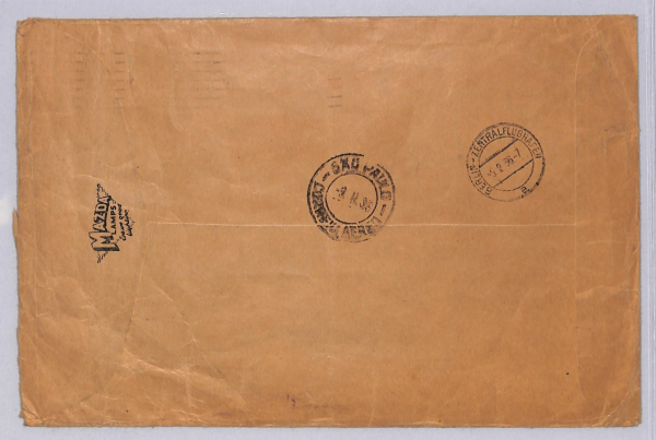 GB KGV SEAHORSE Perfin BLOCK Air Mail 1936 Cover London BRAZIL via Germany WT10 - Image 5