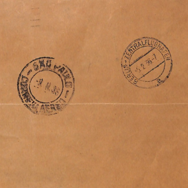GB KGV SEAHORSE Perfin BLOCK Air Mail 1936 Cover London BRAZIL via Germany WT10 - Image 6
