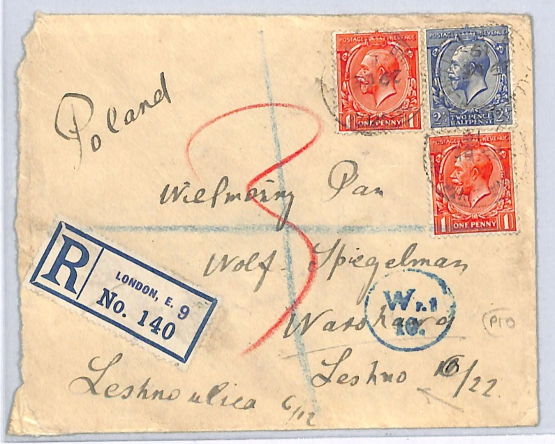 GB KGV SG.361 Cover 1919 POLAND MAIL Leszno Warsaw *DAMAGED* Explanatory WX165 - Image 6